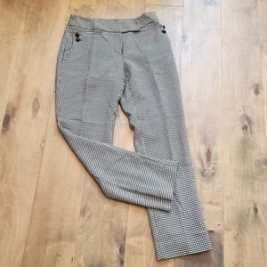 Ella Rose Women’s SZ 4 Houndstooth Print Pants Career/Office Button Accent Lined